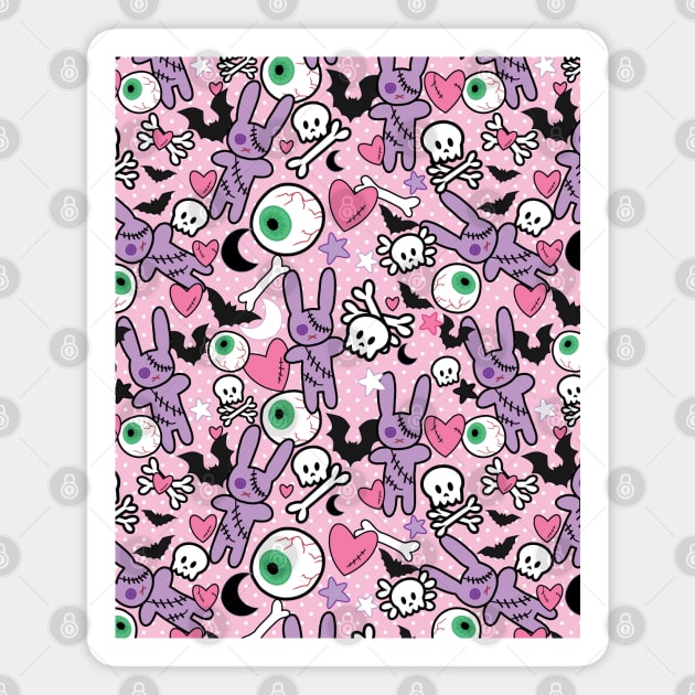 Pastel goth spooky bunny bats Edit Magnet by UniFox